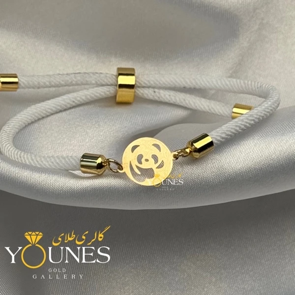 دستبند پاندا دایره ای طلا لیزری